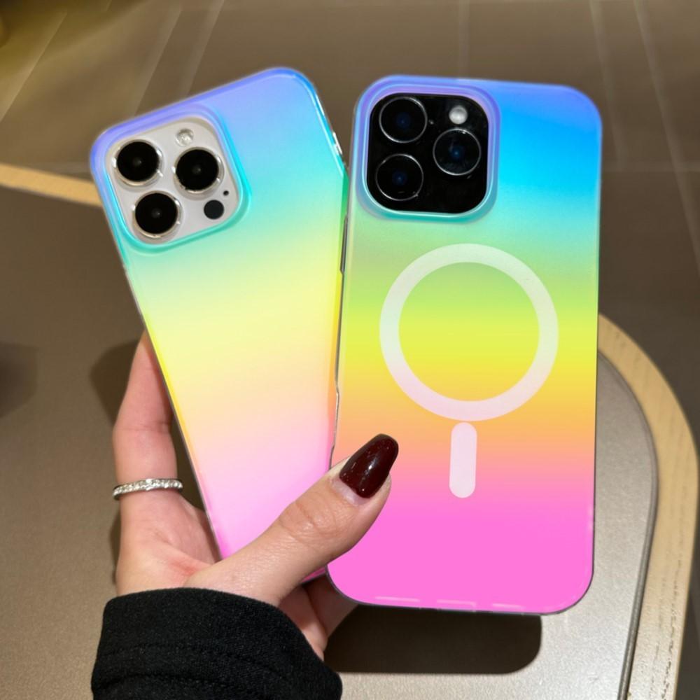 Frosted Laser Gradient Rainbow Magnetic Case For For Iphone 17 Air 16 1 14 13 12 11 Pro Max Plus 16E For Shockproof Cover