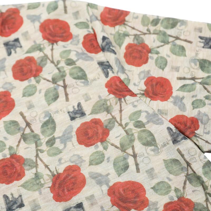 Retro Rose Print Knit T-Shirt