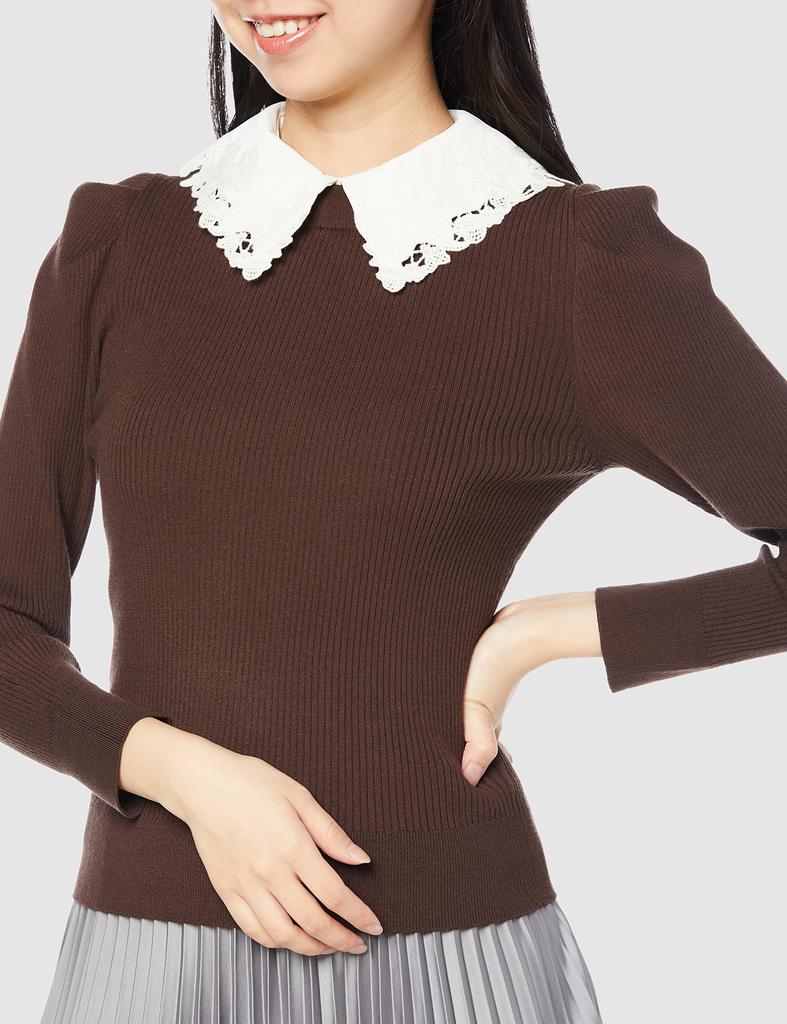 Jill by Jill Stuart Women's Ribbed Knit Sweater, Brown, FR