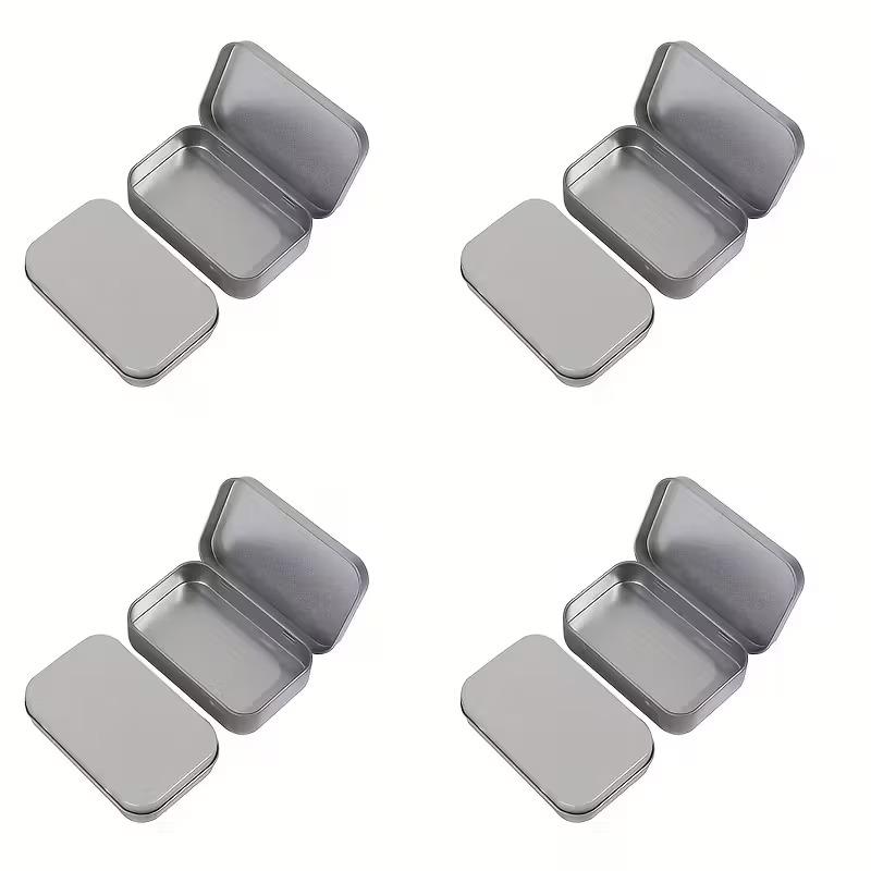 6-12pcs Aluminum Storage Boxes with Lids Portable Rectangular Metal Containers for Small Items Gift Cards Holder Home Organizers