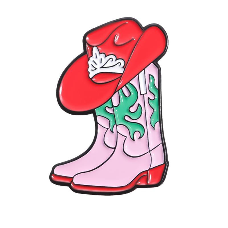 Bow Strawberry Cowgirl Boot Enamel Pins Western Aesthetic Pink Cute Brooches Lapel Badge Fashion Jewelry Gifts for Friends