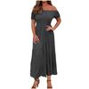 Women's Fashionable Solid Color Pleated Layered Short Sleeved Large Hem Dress