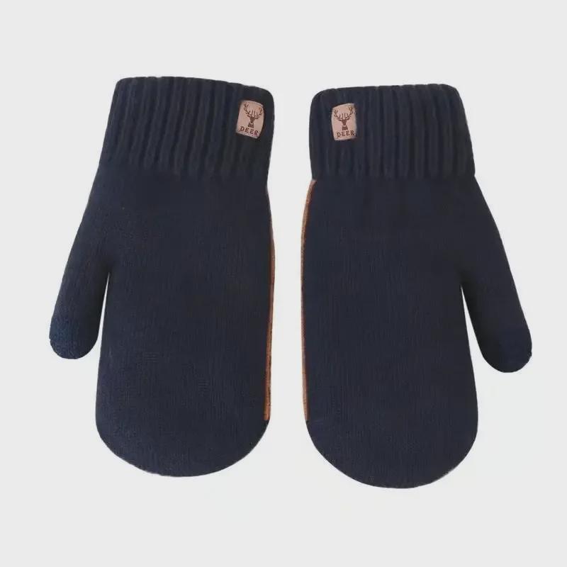 Warme Winterhandschuhe aus Samt und Baumwolle für Herren zum Radfahren. Winddichter, verdickter Wollstrick. Koreanische Art. Tasche inklusive.