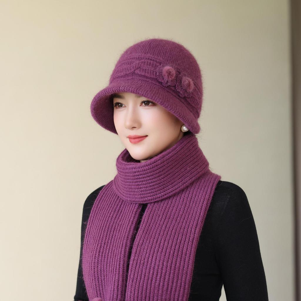 Warm Korean Rabbit Fur Thickened Fashionable Wool Basin Hat for Grandma Autumn and Winter New Style Middle Aged and Elderly Women's Hat