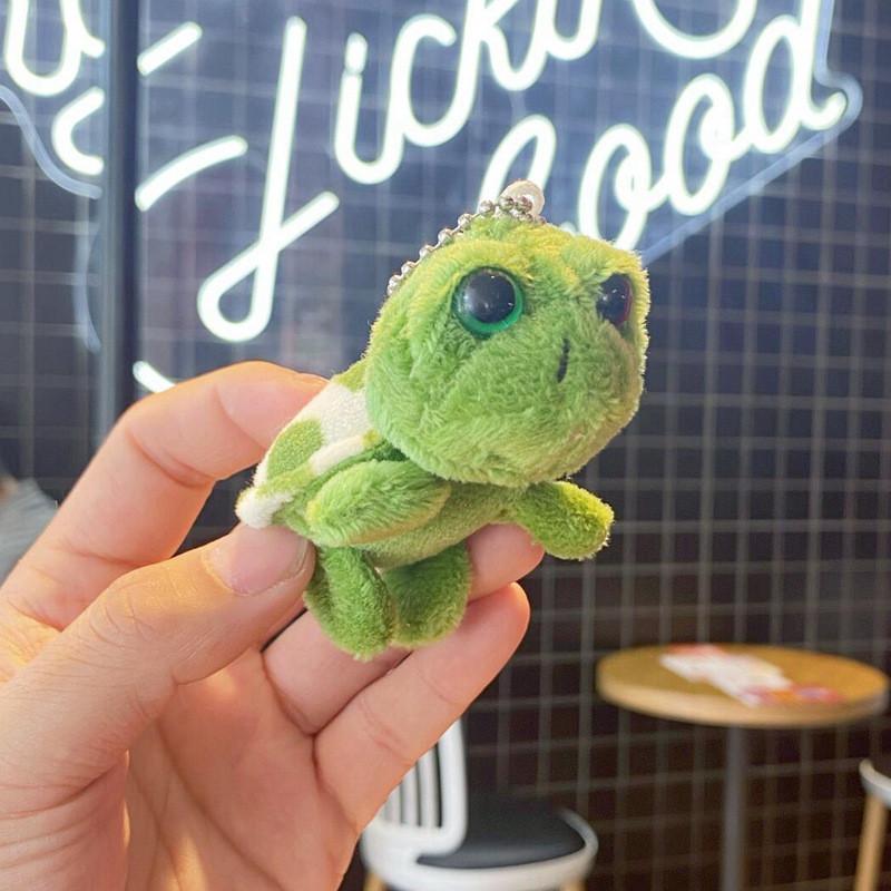 Plush Turtle Cartoon Keychain Toy Squeaker Silver Keychain Children Doll Gift Green