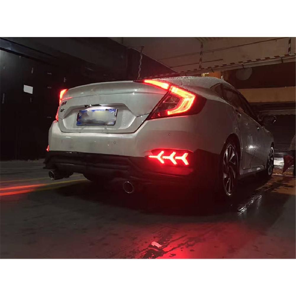 Y-Type Led Reflector Rear Bumper Tail Brake Lamp For Honda Civic 2016 2017 Sedan