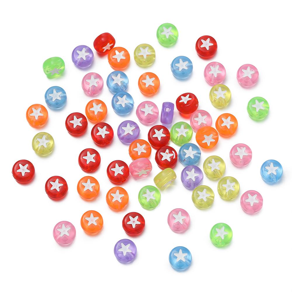 100pcs/Lot Colorful Acrylic Star Beads 7mm Flat Round Letter Spacer Bead for Bracelet Necklace Earrings Jewelry Making Supplies