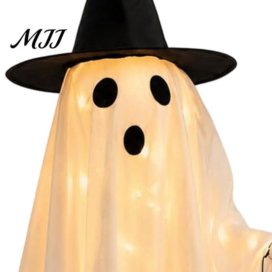 Výstavní okno Duchy Halloweenské Ozdoby Chodící Pes Dekorace s LED Řetězem, Strašidelně Zářící Dekorace pro Obývací Pokoj Štěně Venkovní