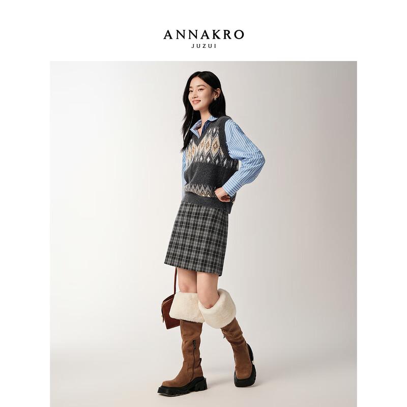 ANNARKO Women's Fair Isle Jacquard Beaded Knit Vest