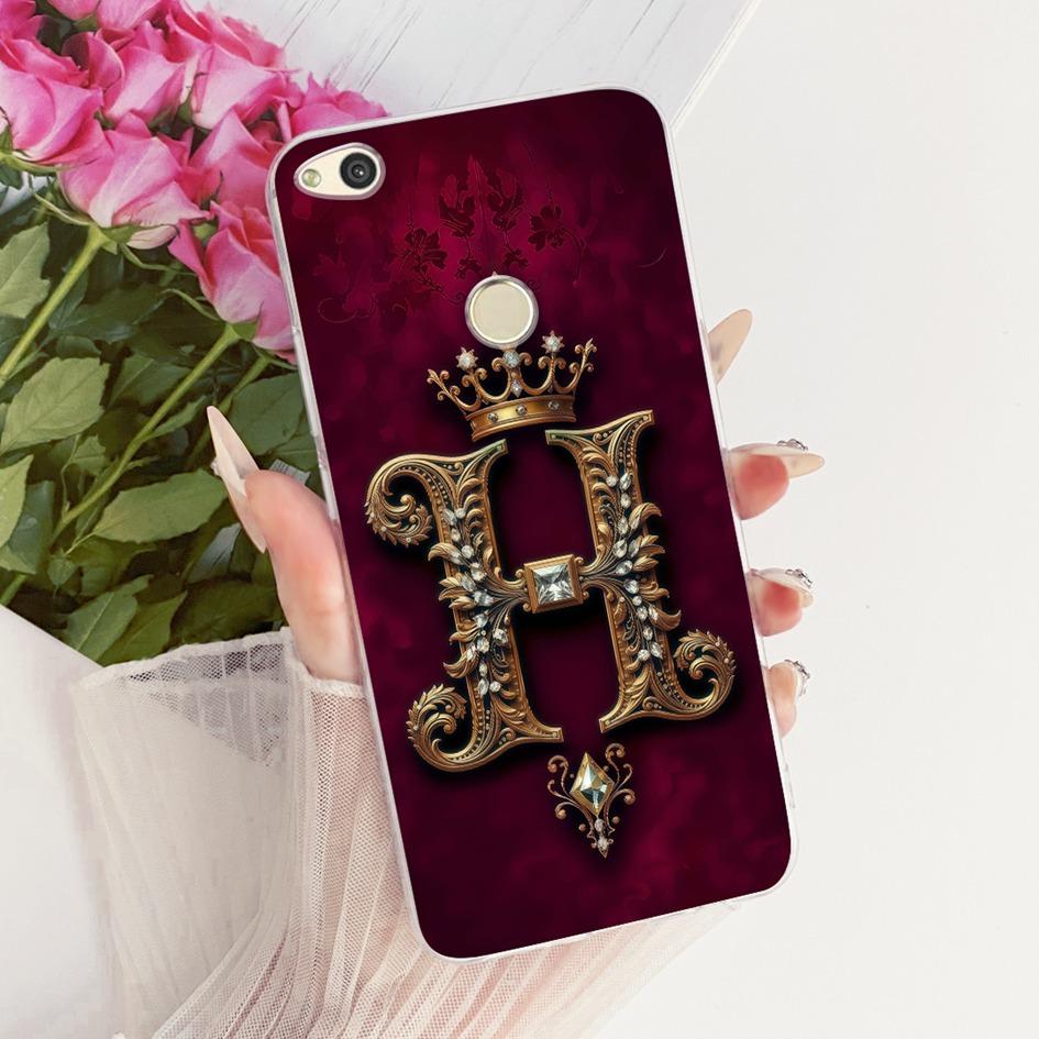For Huawei P8 P9 Lite 2017 Case PRA-TL10 Luxury Initial Letter Soft Silicone Cover For Honor 8 Lite PRA-LX1 Nova Lite 2017 Shell