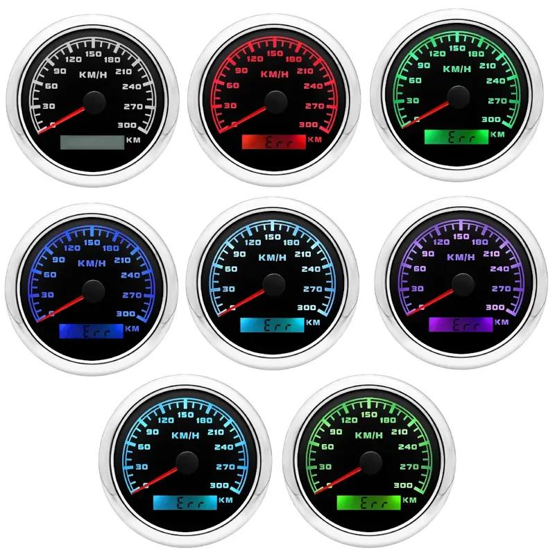 7 Color Backlight Waterproof 300KM/H 85MM GPS Speedometer Gauge Custom Universal Boat Car Odometer Speed Gauge With GPS Antenna