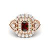6X4MM Cushion Garnet Gemstone 925 Sterling Silver Rose Plated Solitaire Halo Women Engagement Ring