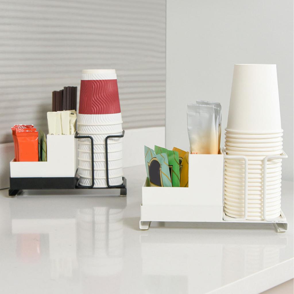 Disposable Cup Holder Prevent Slip Disposable Coffee Cup Dispenser with Tea Bag Box for Home Bar Counter
