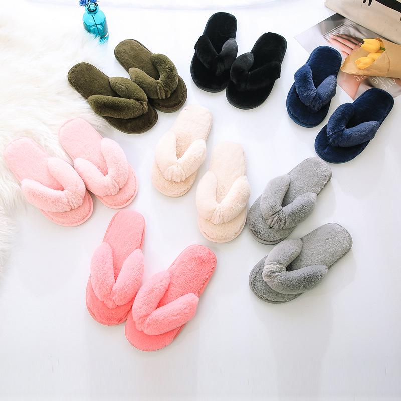 Women's 2022 Autumn/Winter Toe-Clip Fluffy Slippers: Korean Style Indoor/Outdoor Flip-Flops, Plus Size Available.