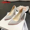 Fashion Aphixta Autumn 10cm/3.94Inch Chunky Heels Pumps Women Shoes Wine Red Patent Leather Sexy Party Official Leisure Plus Szie 33-46