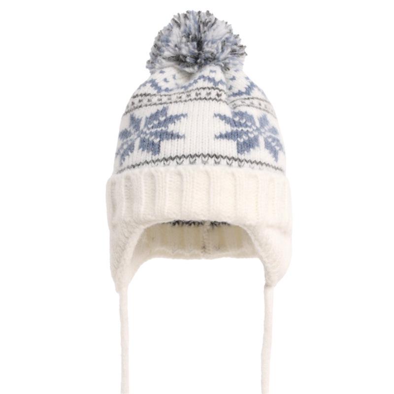 

Уютная зимняя шапка с помпоном и снежинкой: Универсальный вязаный шерстяной пуловер для больших голов M (56-58cm)