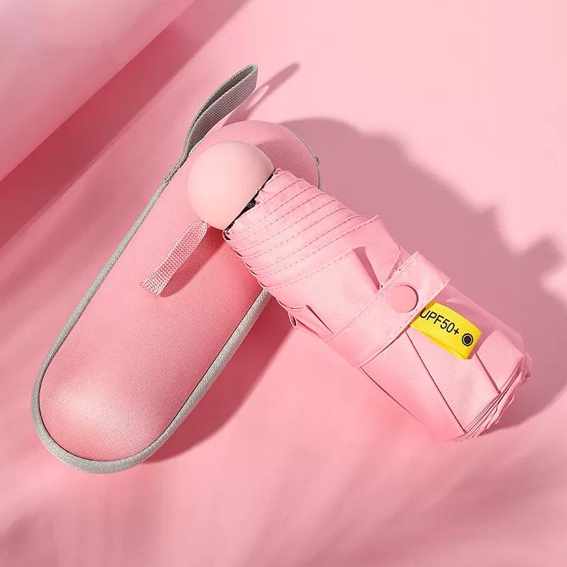 2025 Anti-DDoS UPF50 +! Sunny and Rainy Dual-Use 8-Bone 50% Off Black Rubber Umbrella Portable Capsule Storage Sun Umbrella Umbrella