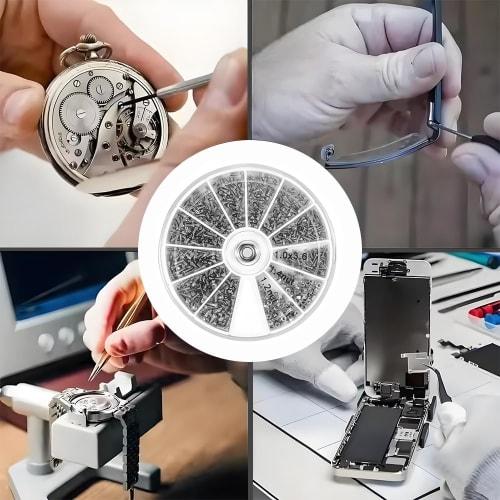 YUHENGCT Eyeglass Screw Set, 600 Pieces, Includes Eyeglass Screwdriver, Watch Repair Tool, for Watch Repair and Replacement