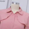 ZANZEA Women Casual Doll Collar Loose Long Sleeve Blouse