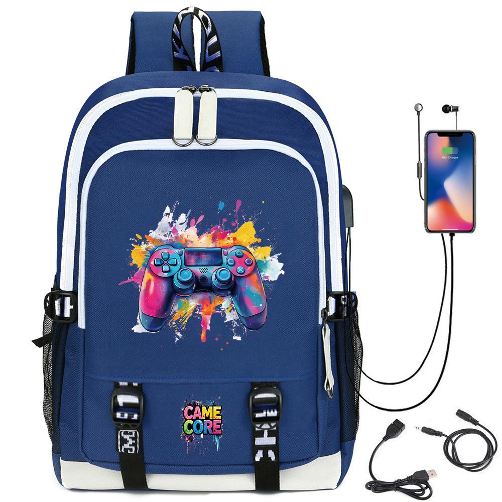 Digital Printing Gamepad Pattern Backpack Cartoon Elementary School Bag Large Capacity Usb Backpack