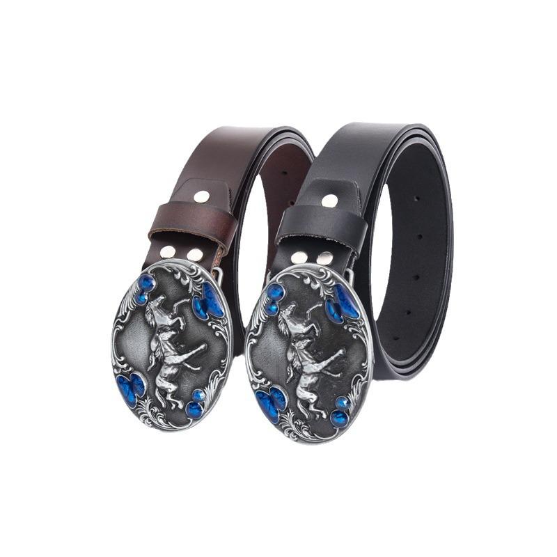 Men's Retro Punk Metal Buckle Leather Belt