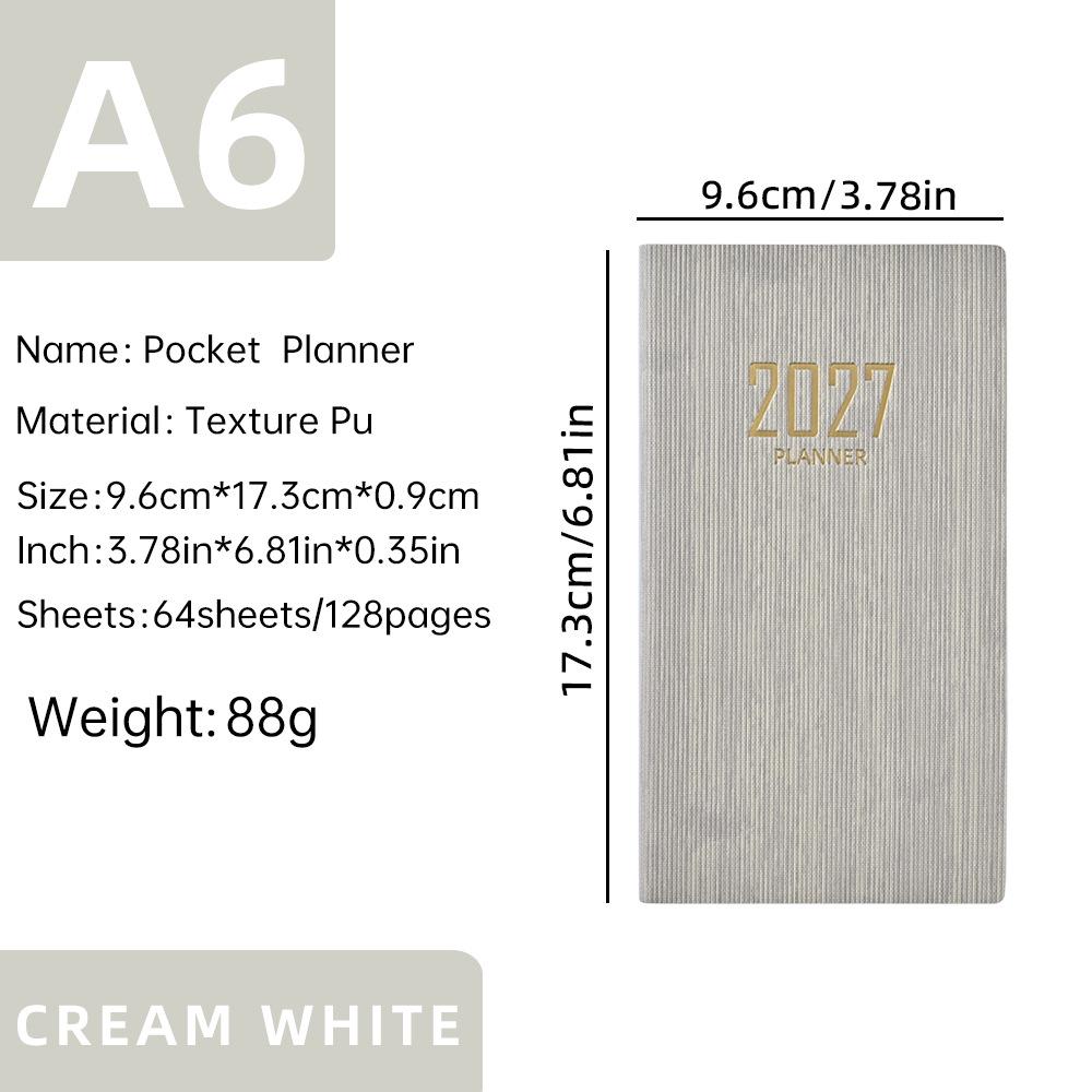 In-Stock 2027 A6 Slim Weekly Planner - English, PU Cover, Portable