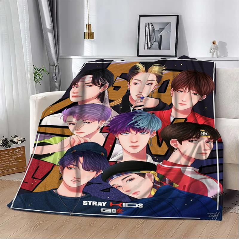 3D KPOP S-Stray-K-Kids Throw blanket Picnic blanket Warm Flannel blankets Home Couch bed linings blankets for beds Birthday Gift