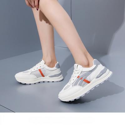 Fashionable New Comfortable and Breathable Sports Shoes for Women Spring and Autumn Mesh Round Toe Lace Up Casual Flat Shoes