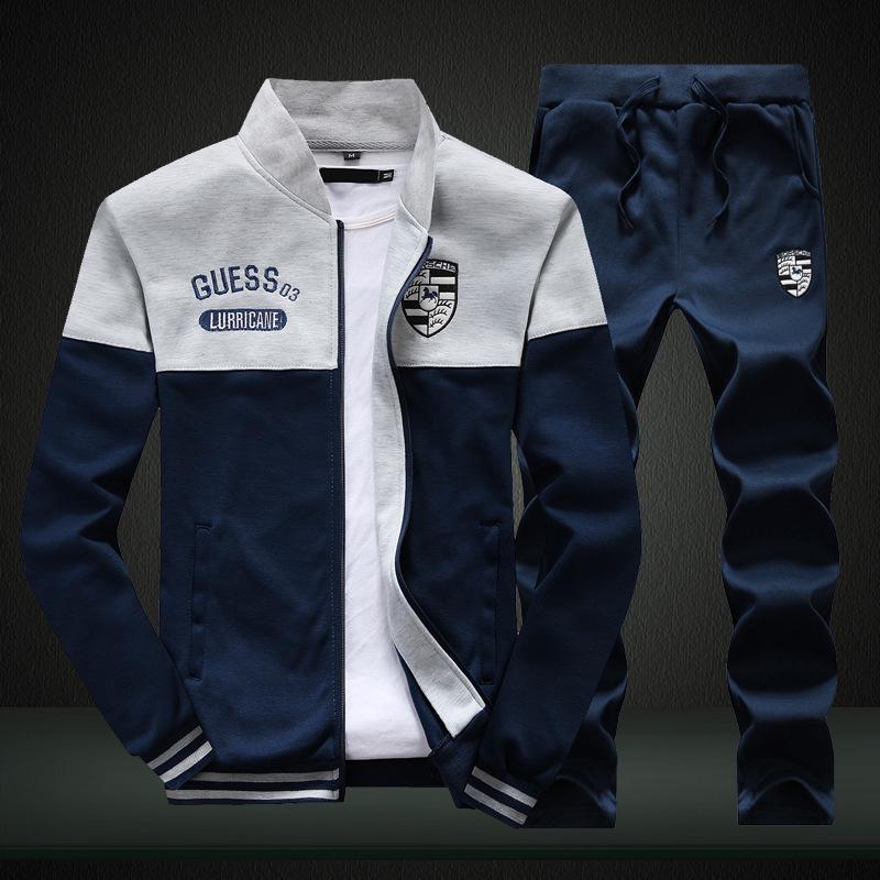 Men's Spring And Autumn Casual Sports Suit Fashion Teen Student Stand Collar Baseball Uniform Men's Two-piece Set