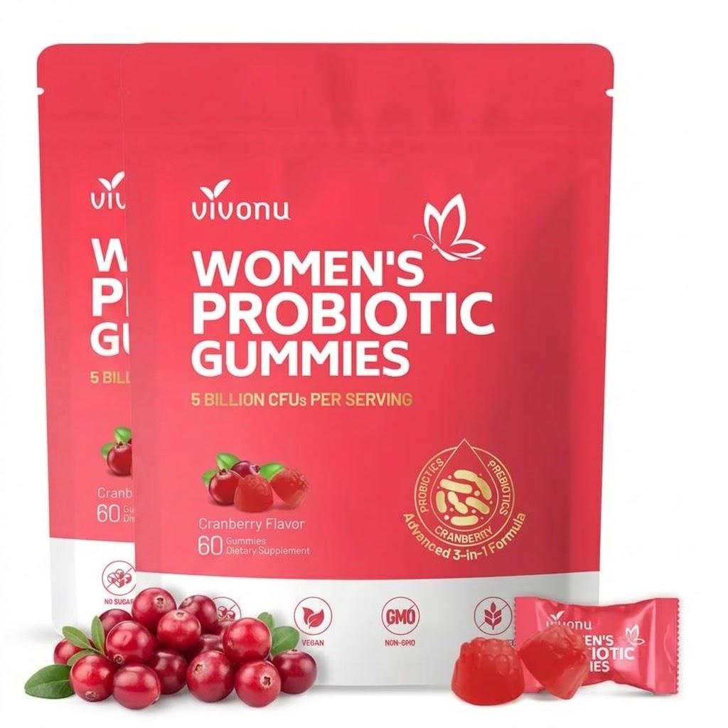 Cranberry Probiotika Gummibärchen | Zielgerichtet gegen Körpergeruch, Frauengesundheit und Körperbalance | Vegan (60 Gummibärchen pro 2pack