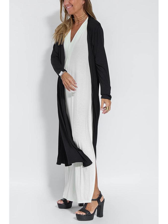 Europäisches und Amerikanisches Einfarbiges V-Ausschnitt Pulloverkleid und Strickjacken-Set für Damen
