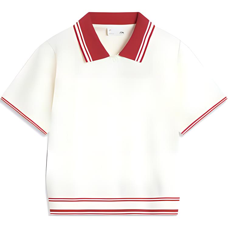 

Li-Ning Simple Solid Color Short Sleeve T-Shirt Women Tops Off-White AMBU242-1 S