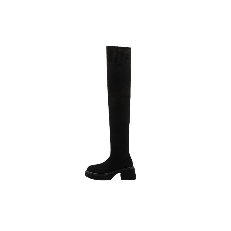 High boots women's 2026 autumn and winter new elastic knitted knee boots slim calf socks elastic boots