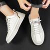 Fashion Platform Men Casual Shoes Leather Lightweight Slip On Men Board Shoes White Outdoor Sports Sneakers Comfort Tennis Shoes