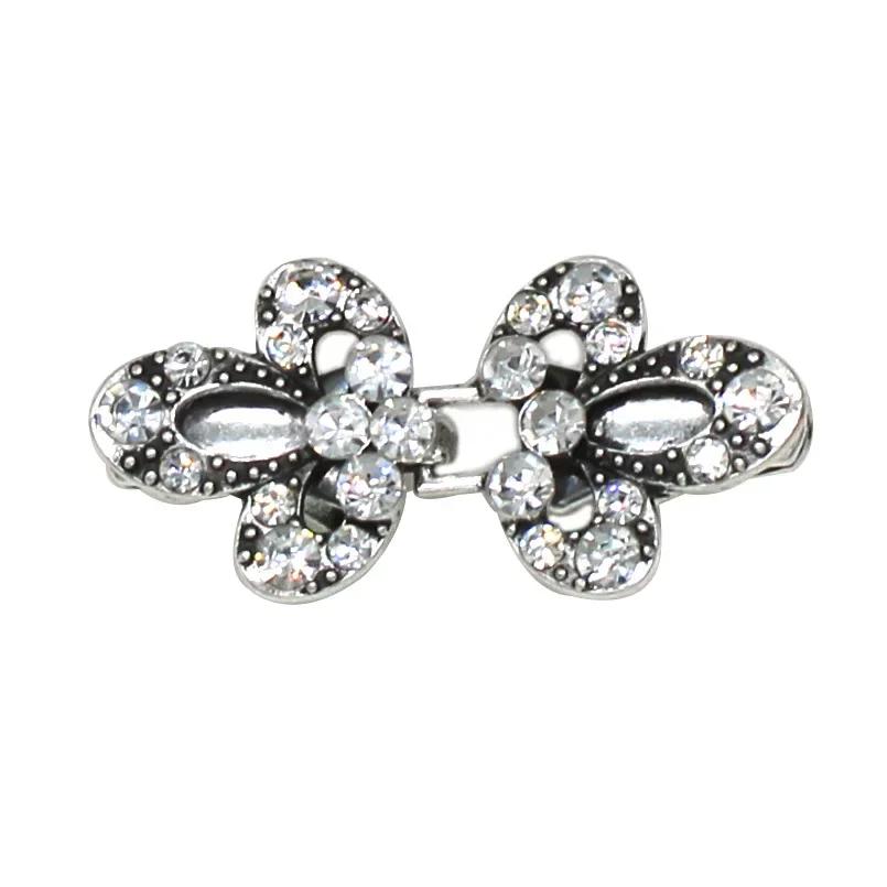 1 Pair Shiny Alloy Cardigan Collar Clips Holder Women Decor Crystal Cape Cloak Clasps Fasteners Buckle Brooch Clip