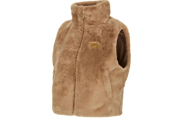 

Nike Sportswear Women s Embroidered Logo Full-Zip Stand Collar Vest Brown FB1916-258 XXL