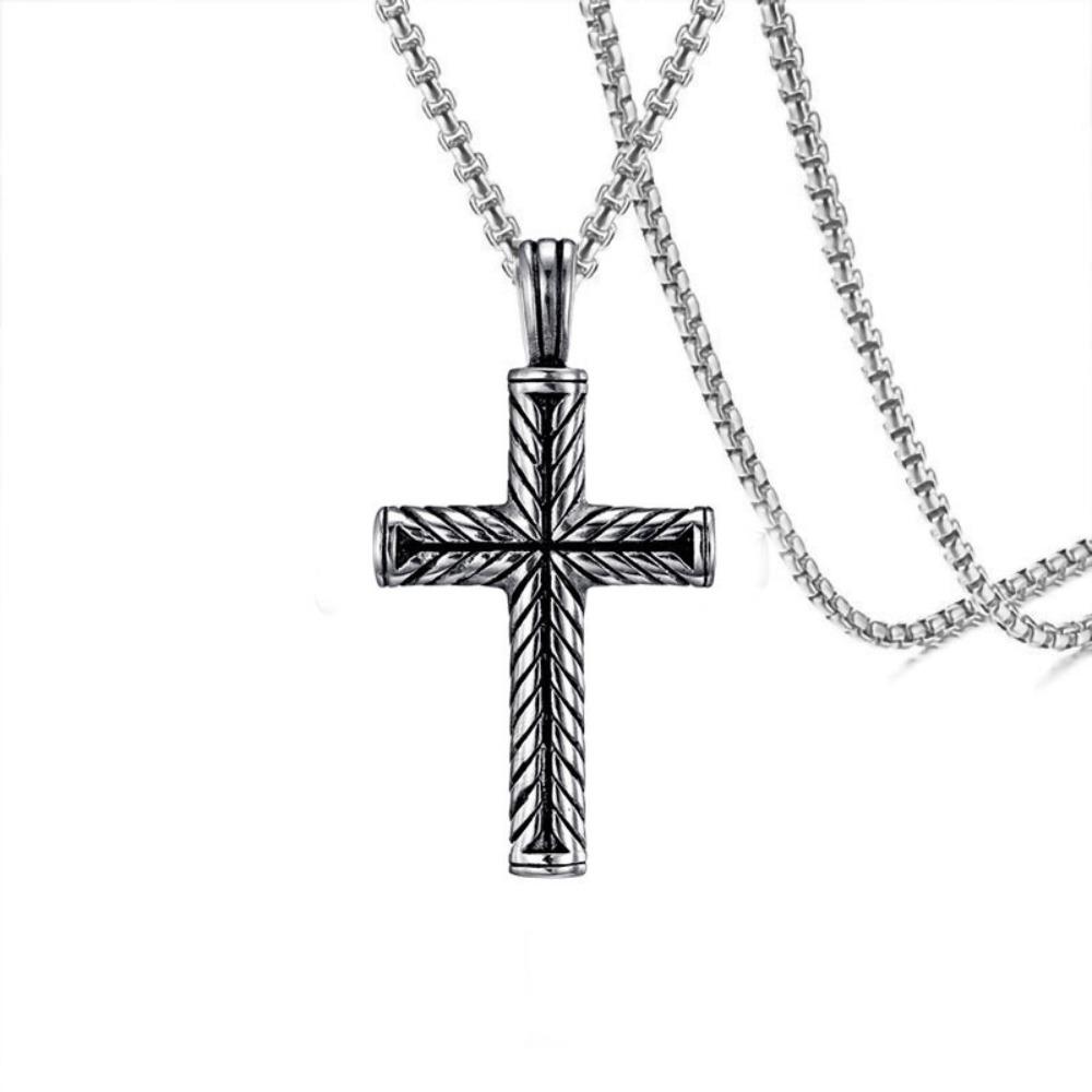 Europe and America Hip-Hop Men's Trendy Stainless Steel Chain Cross Pendant Necklace Punk Rock Style Accessory