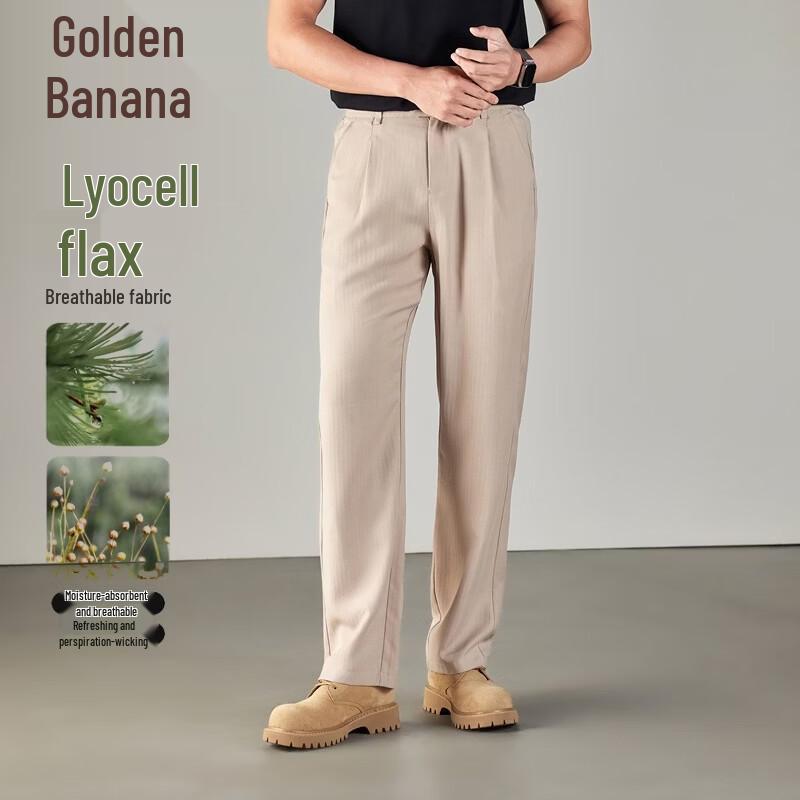 Men s Lyocell-Linen Blend Straight Leg Casual Pants 36