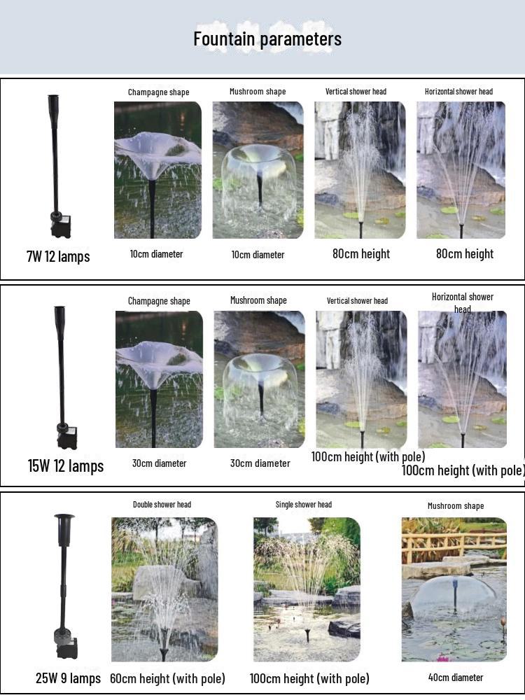 Compact Fish Pond Fountain Nozzle - Mushroom Head for Outdoor Landscape Pools and Rockeries