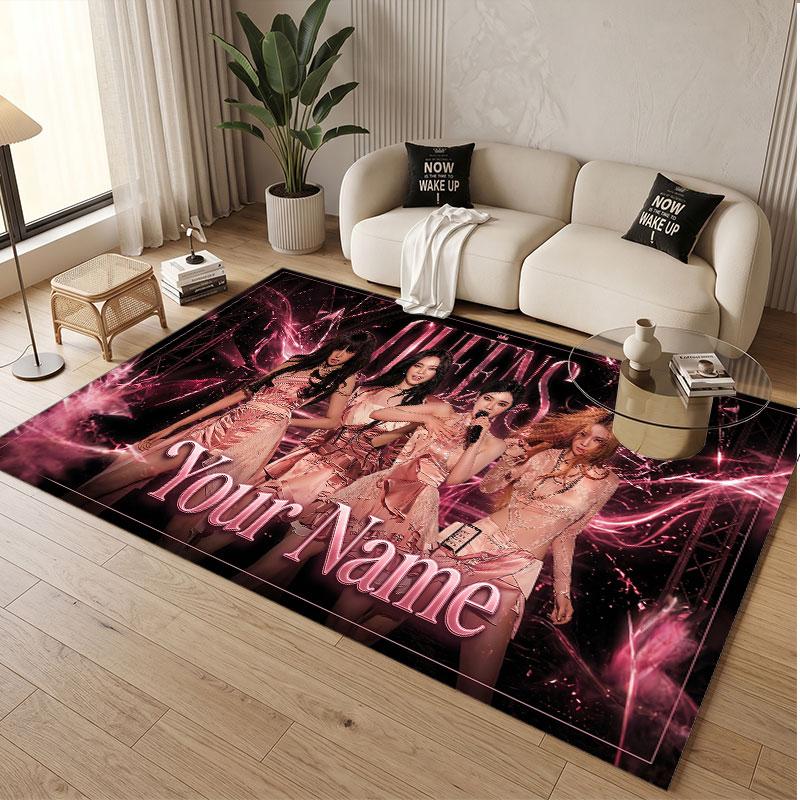 Custom Name Crystal Velvet Rug,aespa Comfortable Anti Slip Floor Mat For Room Decoration