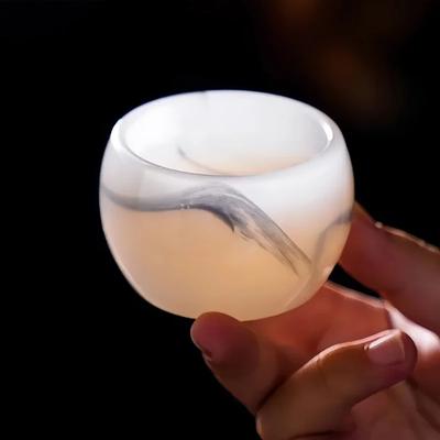 Pequena Xícara de Chá de Porcelana Jade Verde Esmeralda Xícara de Chá Lindas Xícaras de Chá Estilo Tinta Caneca para Chá Tigela de Chá Chinesa de Alta Qualidade