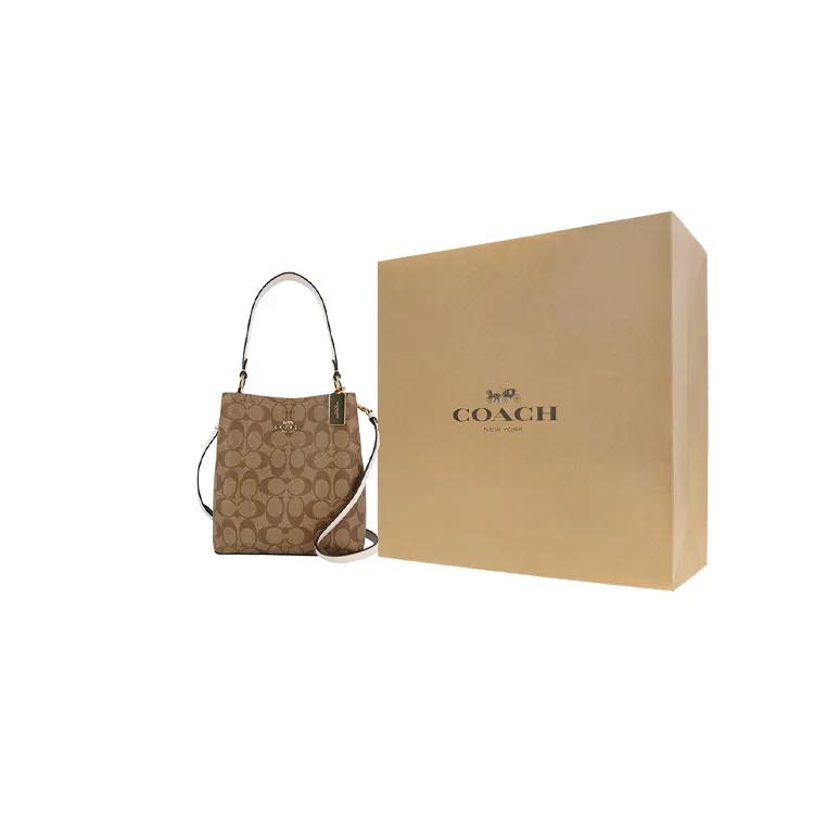 Coach Town Coated Canvas Leather Bucket Bag , Crossbody Handbag Women's Brown (Unisex) Handbags 2312 IMRO8