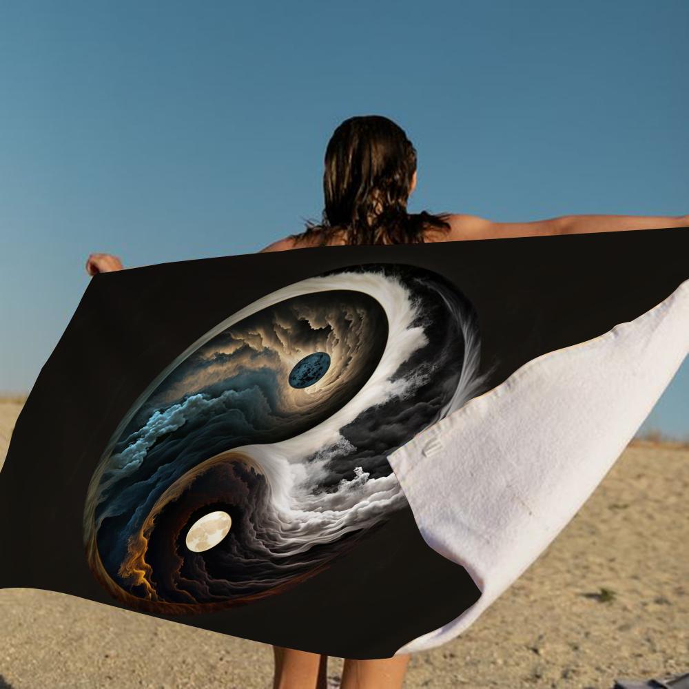 Nature Yin Yang Chinese Tai Chi Bagua Microfiber Blanket Quick Drying Beach Towels Printing Super Absorbent Pool Towel Blanket