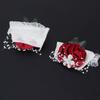 2pcs Pearl Rhinestone Wrist Corsage Diamond Rose Wedding Corsage  For Bridesmaid
