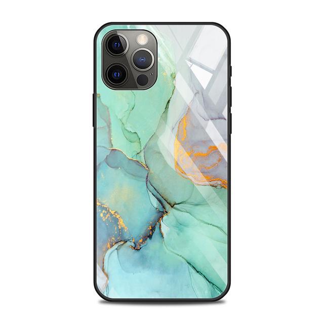 Tempered Glass Case For Iphone 12 11 Pro Max 14 13 12 Mini Fundas X Xr Xs Max 8 7 6s Plus Cover Shell Fundas Colorfull Marble