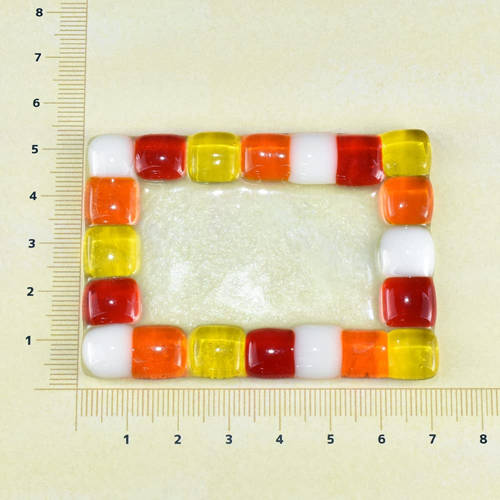 Fourcart Cute Handmade Glass Crafts NEW [Mosaic Tray, Square Mini, Red] X 6-Piece Set