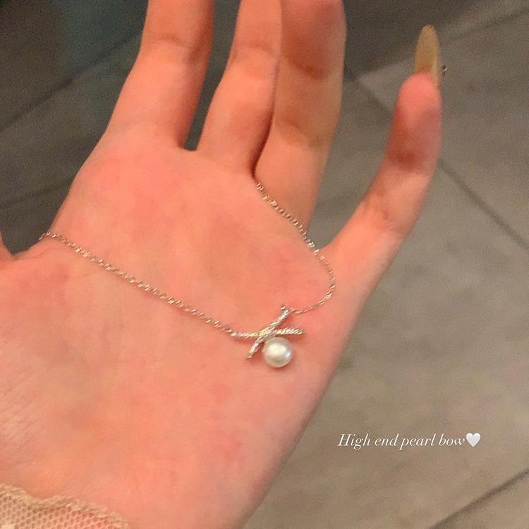 Жемчужное колье-бант женское, легкая роскошь, нишевое, высококлассное, цепочка для ключицы, летнее, супер-фея, сочетание