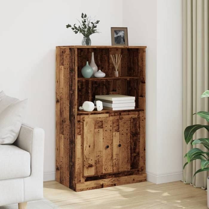 VidaXL Buffet haut vieux bois 60x35,5x103,5 cm bois d'ingénierie, armoire, armoire de rangement, buffet haut, armoire 857147