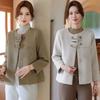 Medium and Old Women's Coat Fashion Double-sided Woolen Coat Temperament Short Small New Round Neck Woolen Women