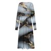 Women's - And Winter Casual Fashion V-neck Long Sleeve Stripe Print Long Dress Suitable For Daily Life And Party Wear